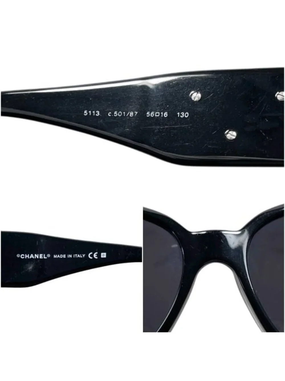 Chanel Sunglasses Camellia 87 Acetate Black Eyewear